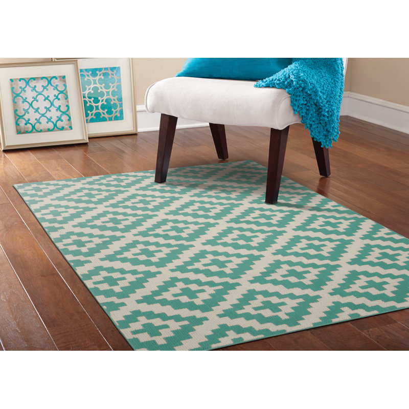 Garland Rug Southwest Teal/Ivory Area Rug Wayfair